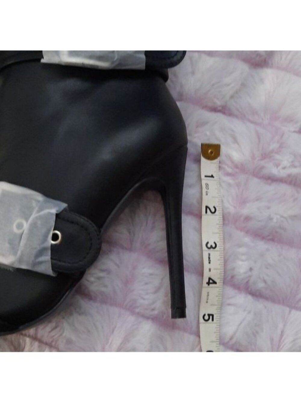 Pretty Little Thing NIB Black Faux Leather Pointed Toe Buckle 5 Inch Heel Boot 7 - Picture 4 of 9